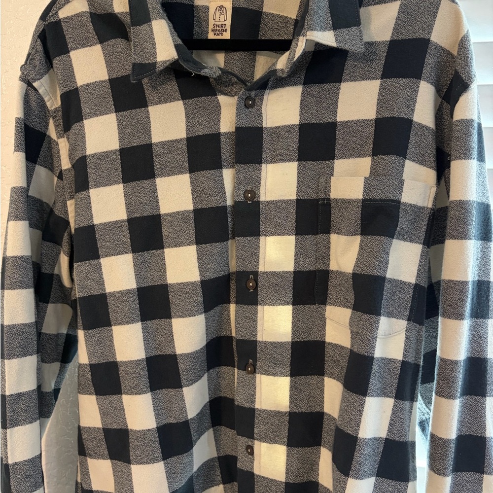 Kato Black and White Plaid Button Down Shirt